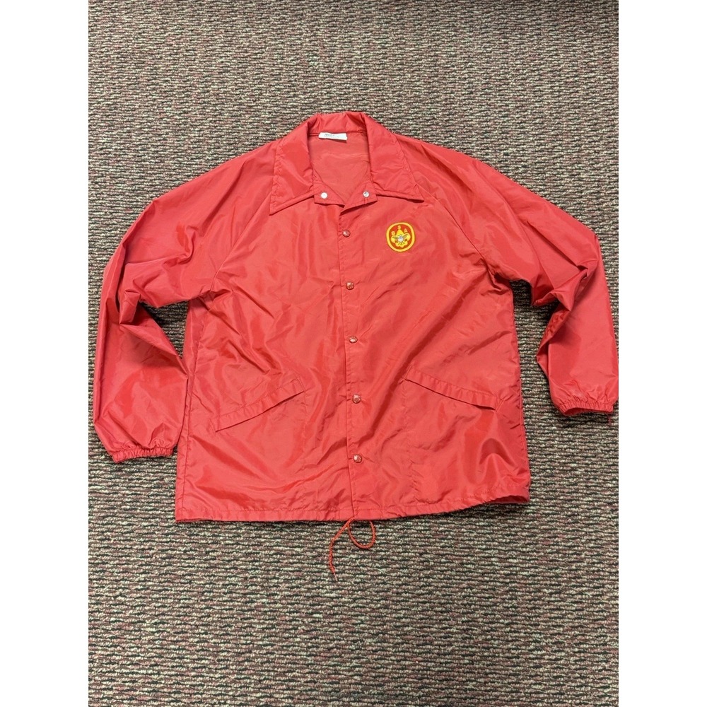 Vintage King Louie BSA Boy Scouts of America Red Snap Coaches Jacket Mens L